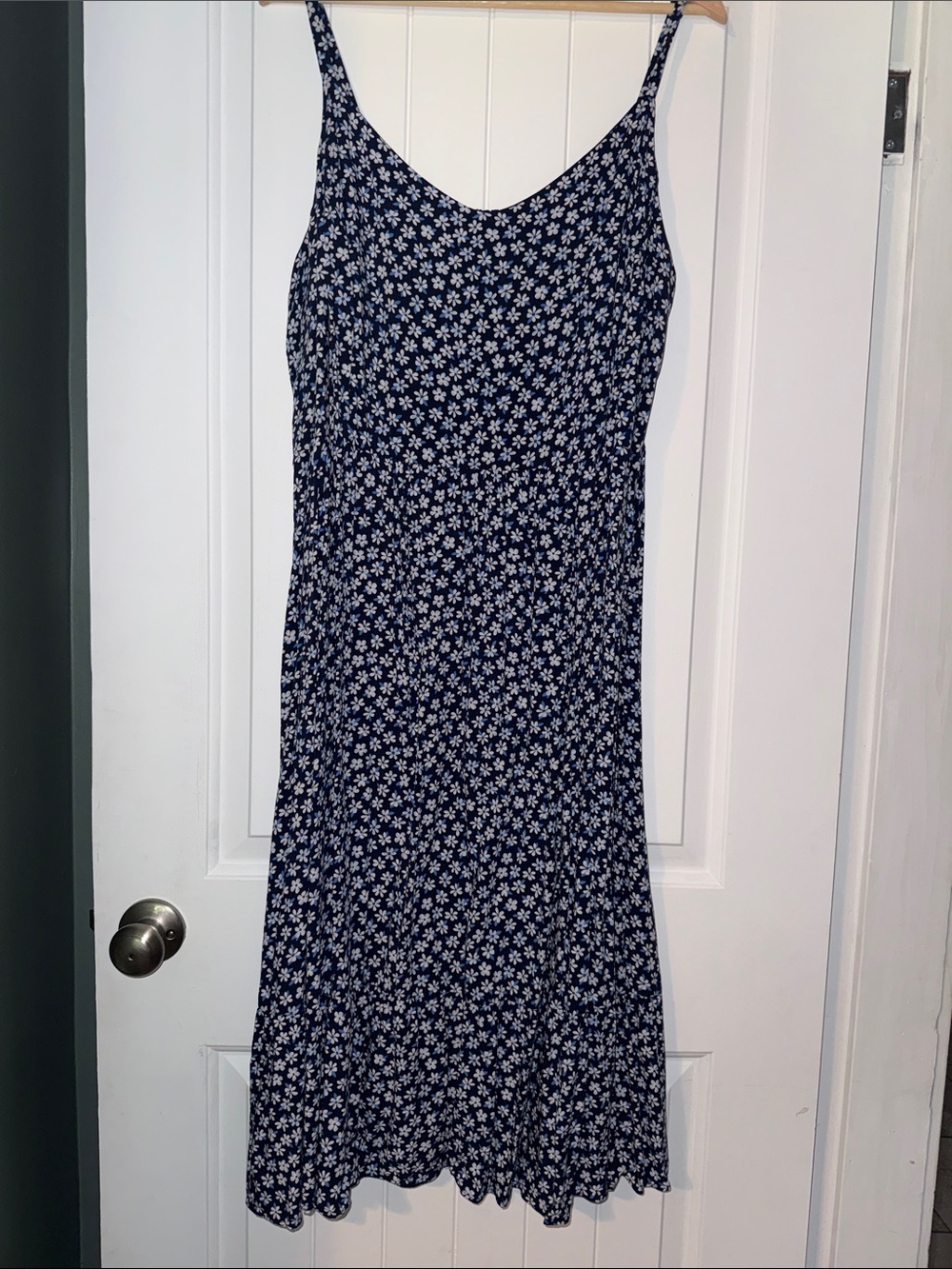 Old Navy Navy and White Floral Midi Slip Dress